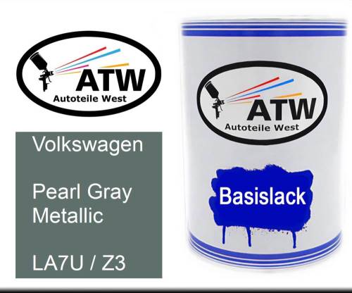 Volkswagen, Pearl Gray Metallic, LA7U / Z3: 500ml Lackdose, von ATW Autoteile West.